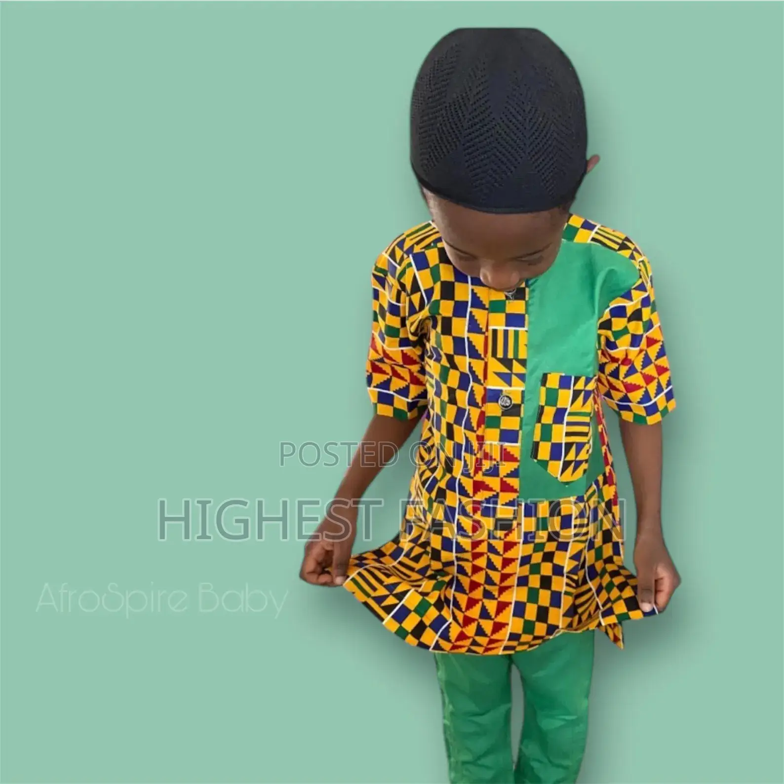 Kente Print Dress for Boys