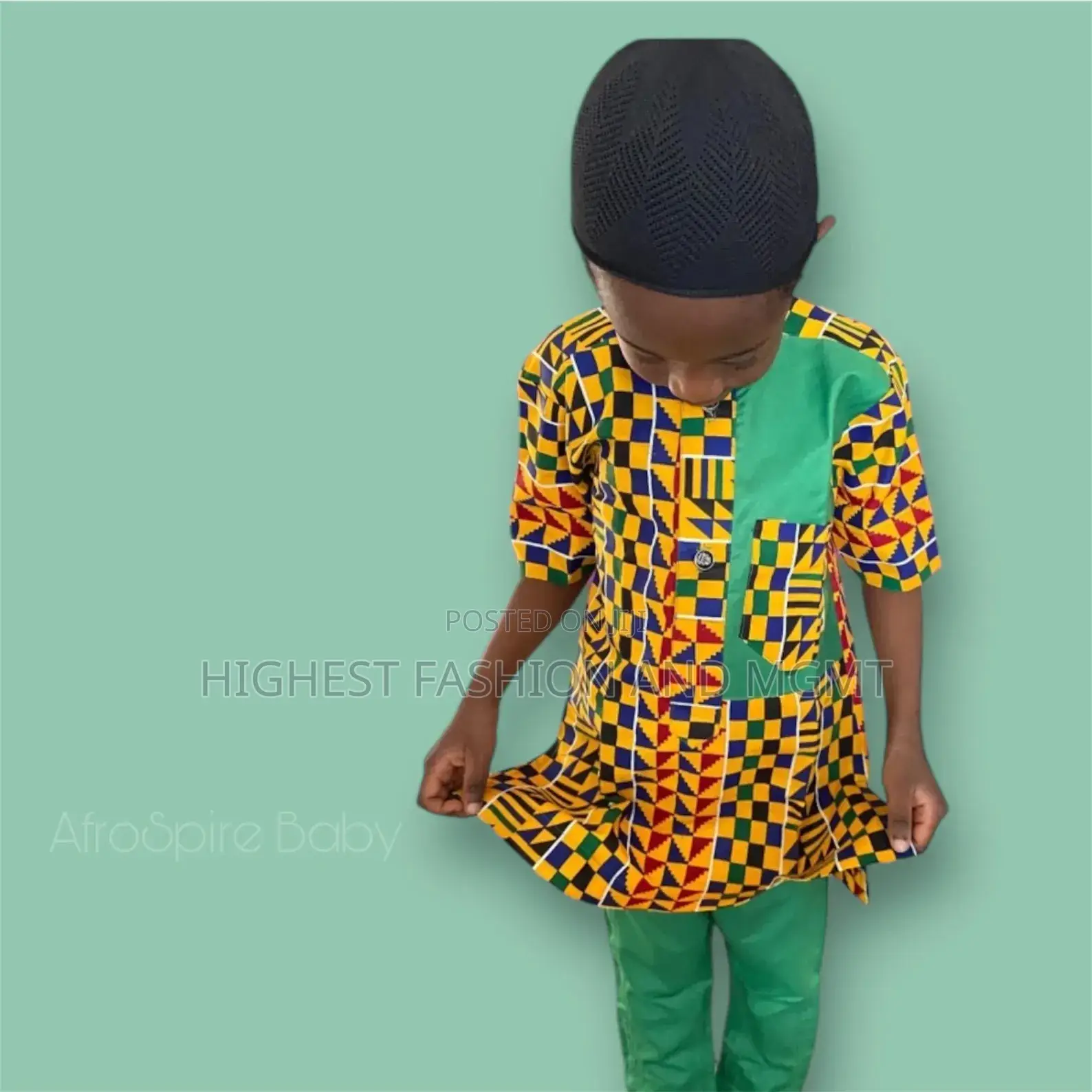 Kente Print Dress for Boys
