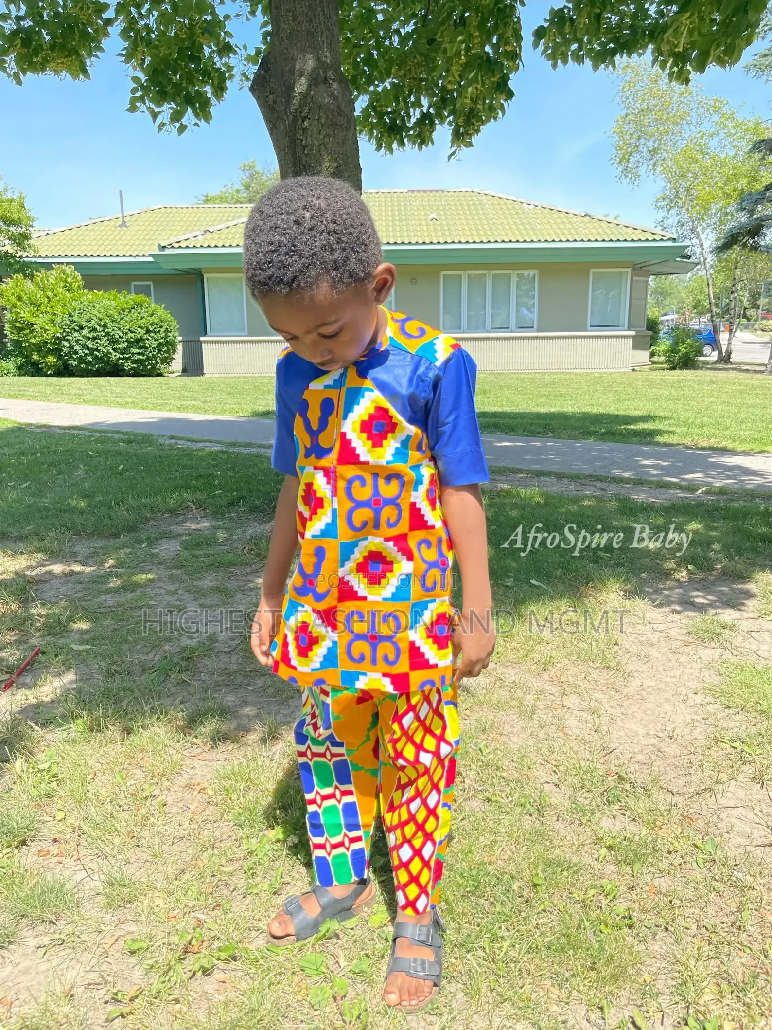 Kente Print Dress for Boys