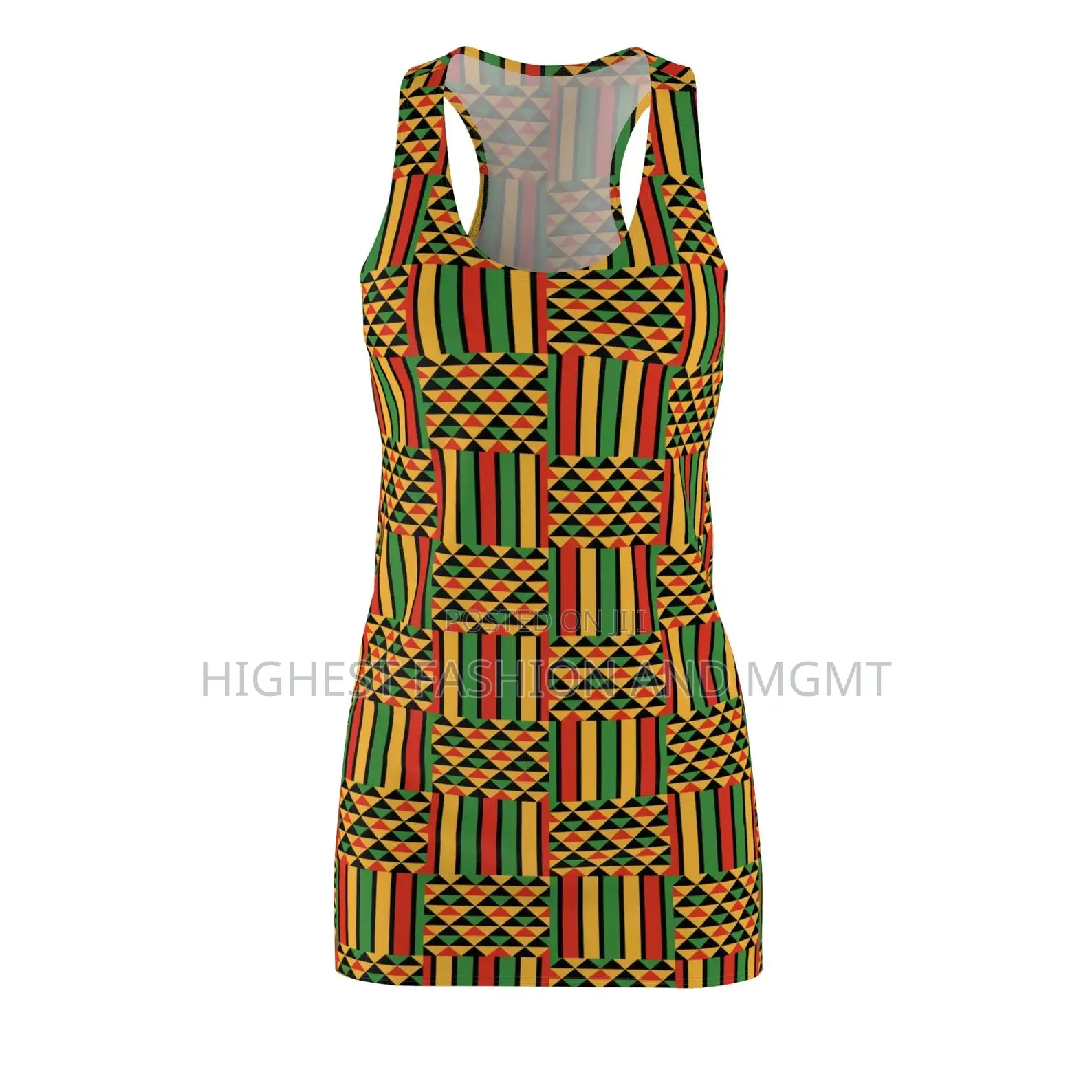 Vibrant Kente Print Racerback Dress