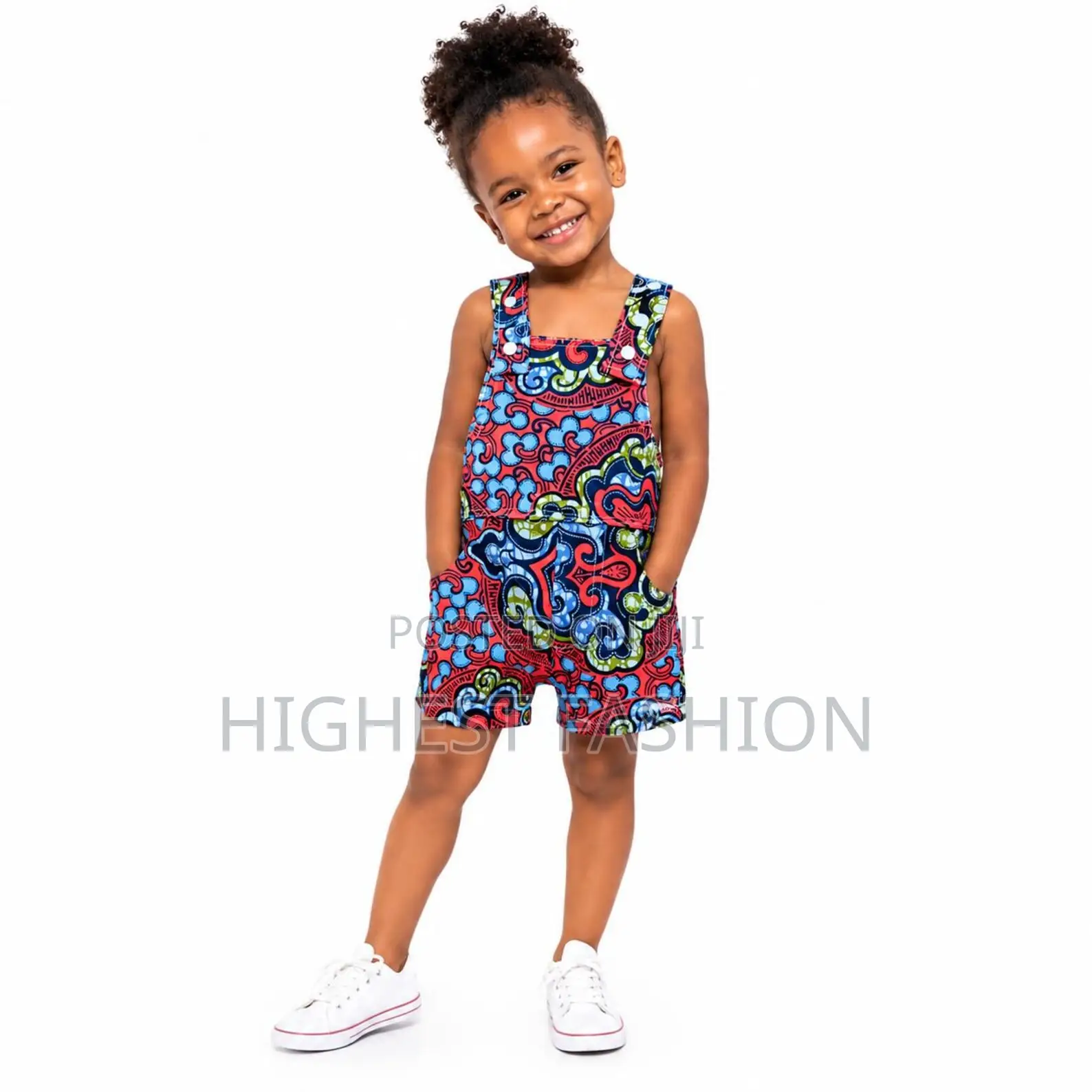 African Print Kids Jumpsuit Shorts