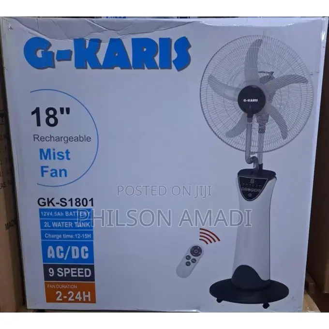 G-Karis 18" Rechargeable Water Mist Fan + Remote Control.3mode.9speeds