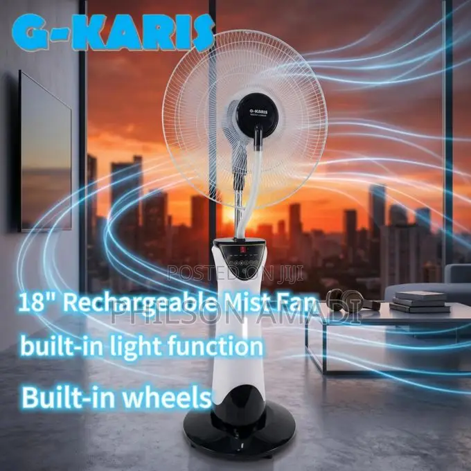 G-Karis 18" Rechargeable Water Mist Fan + Remote Control.3mode.9speeds