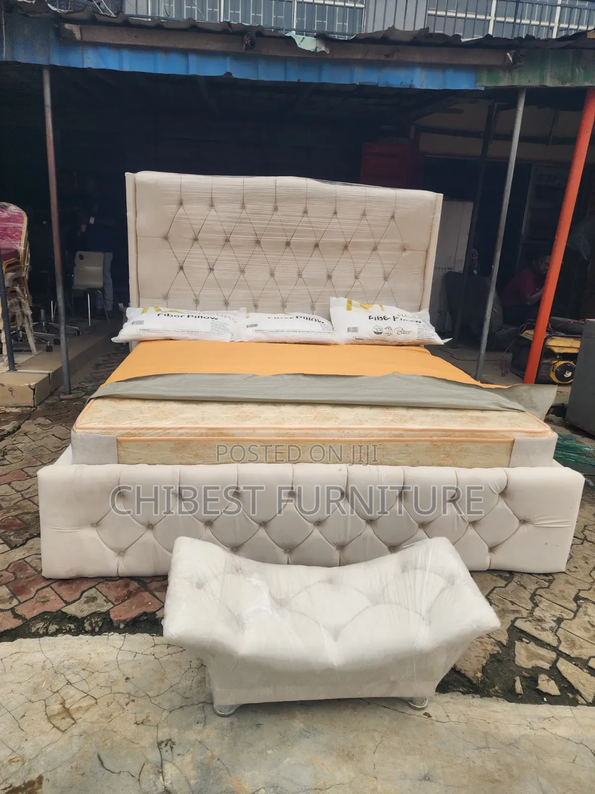 Cream Coloured 6by6 Bed Stand With Footrest