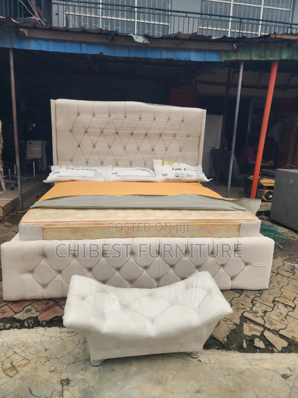 Family King Size Bed Frame With Its Footrest.