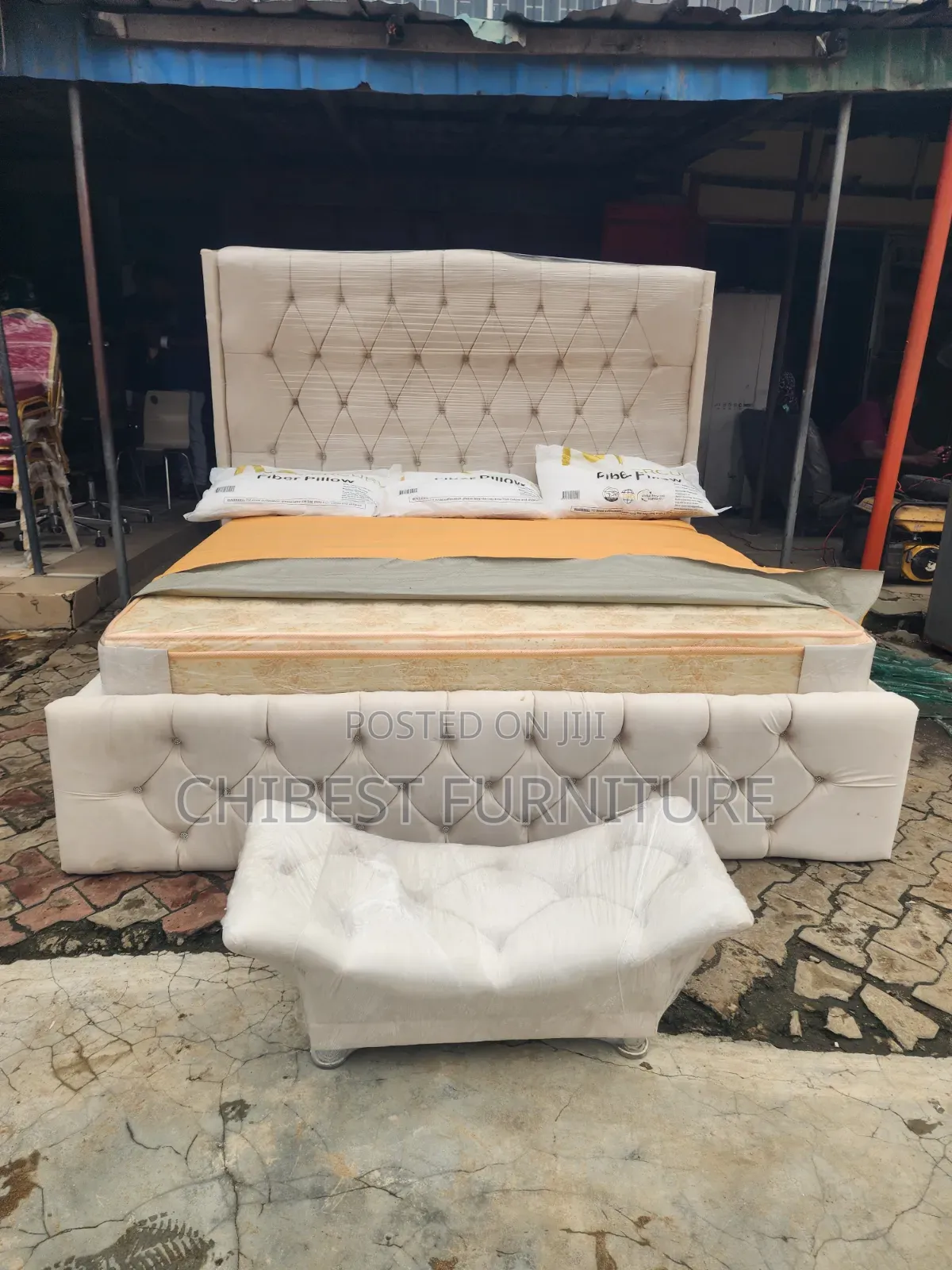 Family King Size Bed Frame With Its Footrest.