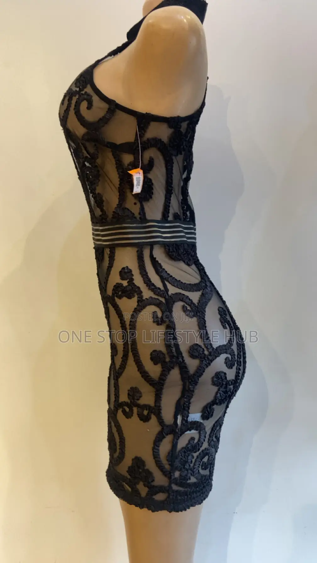 Sexy Black Mesh Lace Bodycon Mini Dress