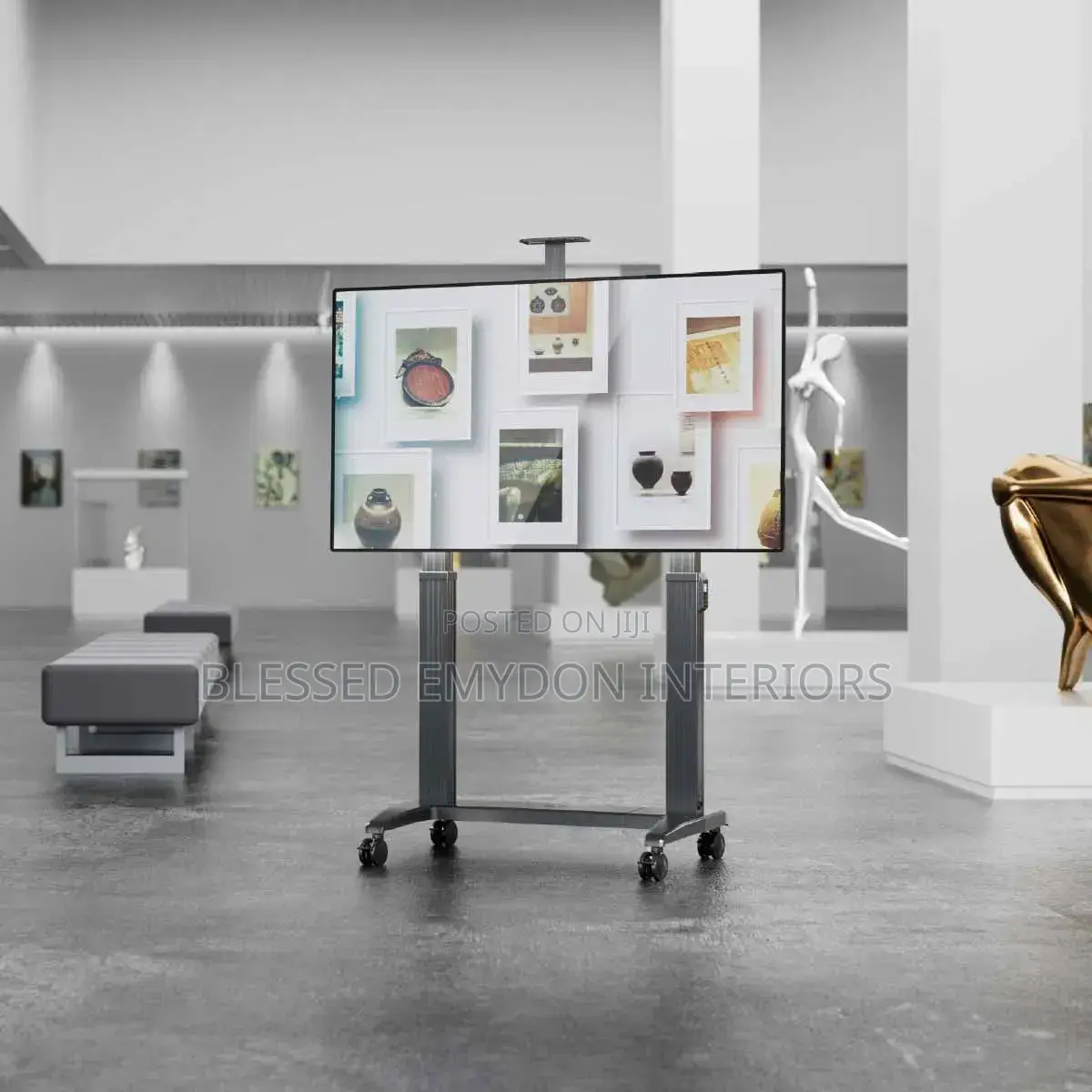 Heavy Duty Motorised Height Adjustable Tv Cart