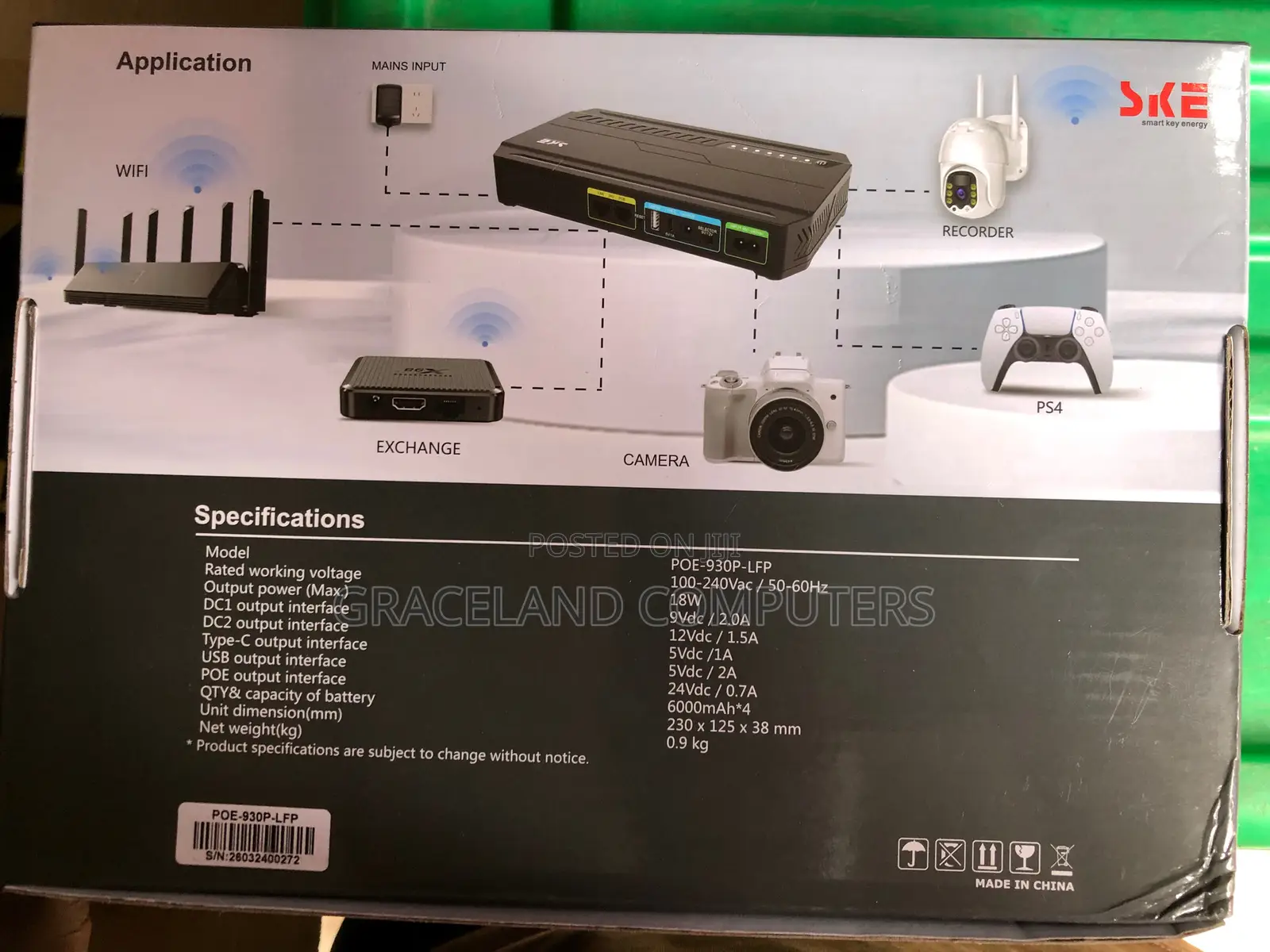 Ske 24,000mah Mini Dc Ups Poe-930p-LFP (Router Powerbank for Cctv)