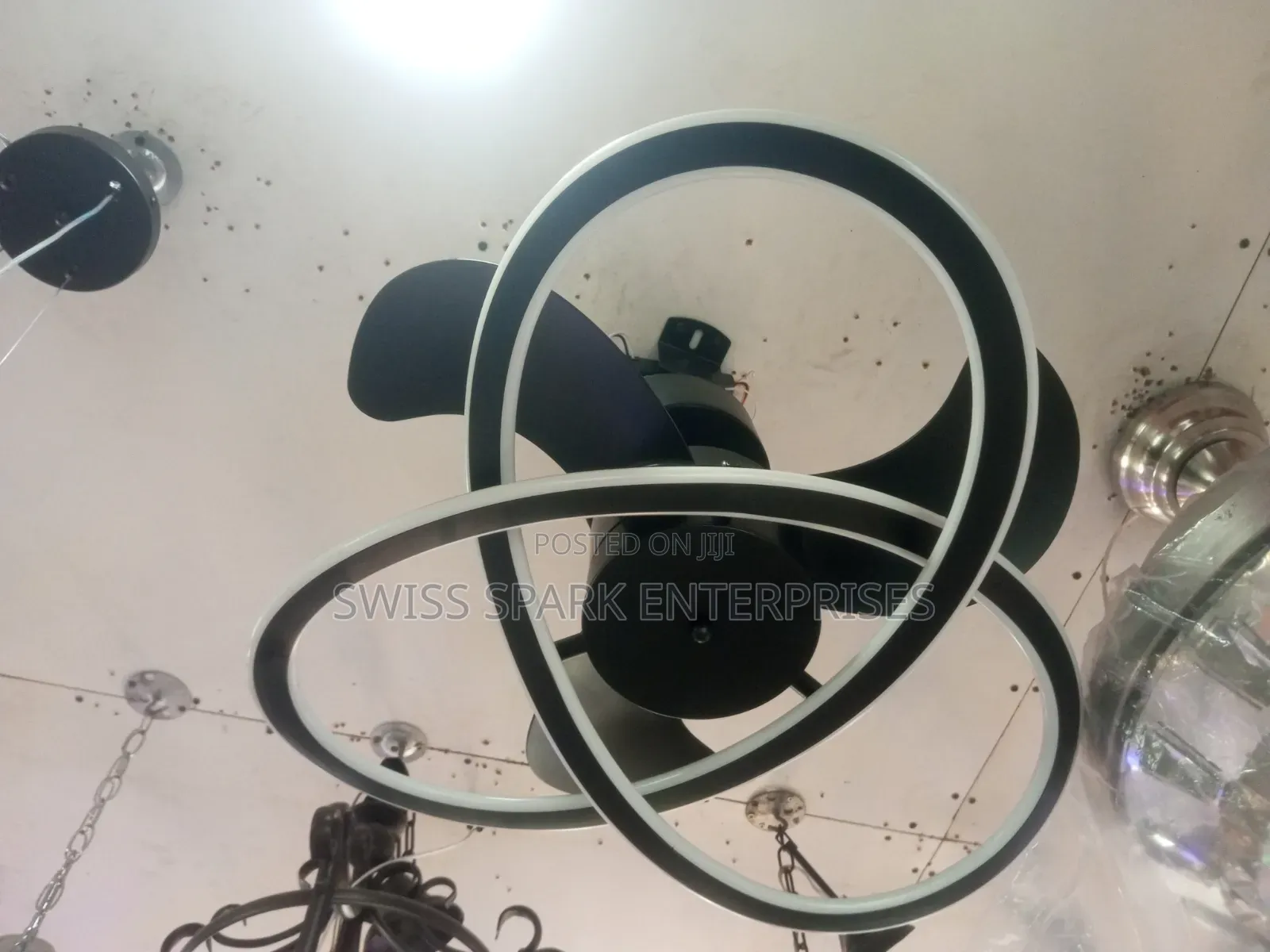 Fan Chandelier With Industrial Blade