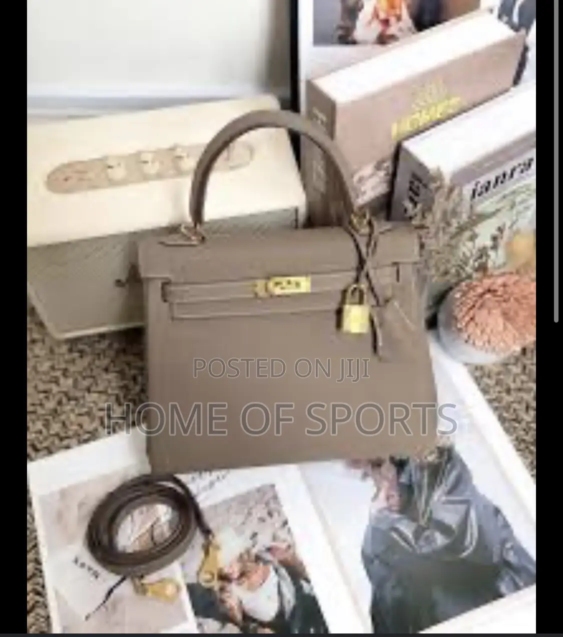 Khaki-Colored Mini Kelly Style Bag,