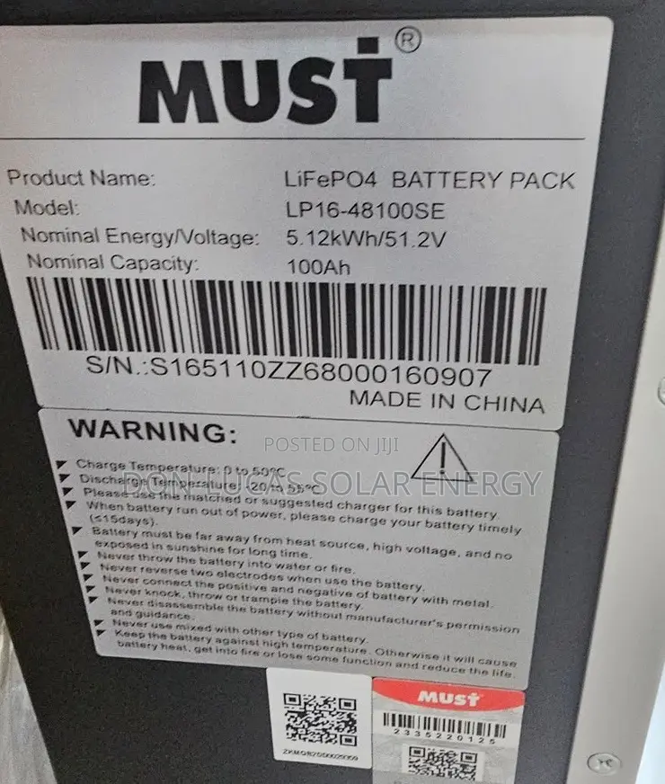 5.12kwh 48v Must Lithium Ion Battery