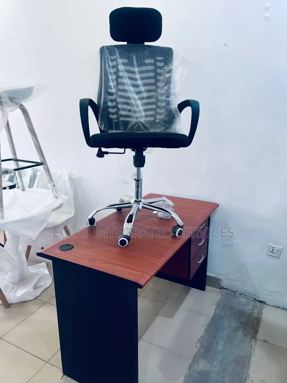 Affordable Office Set Up.Chair With Headrest and Office Table