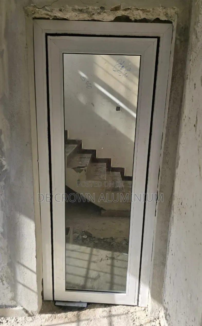 White Aluminium Single Panel Swing Door With Clear Glass