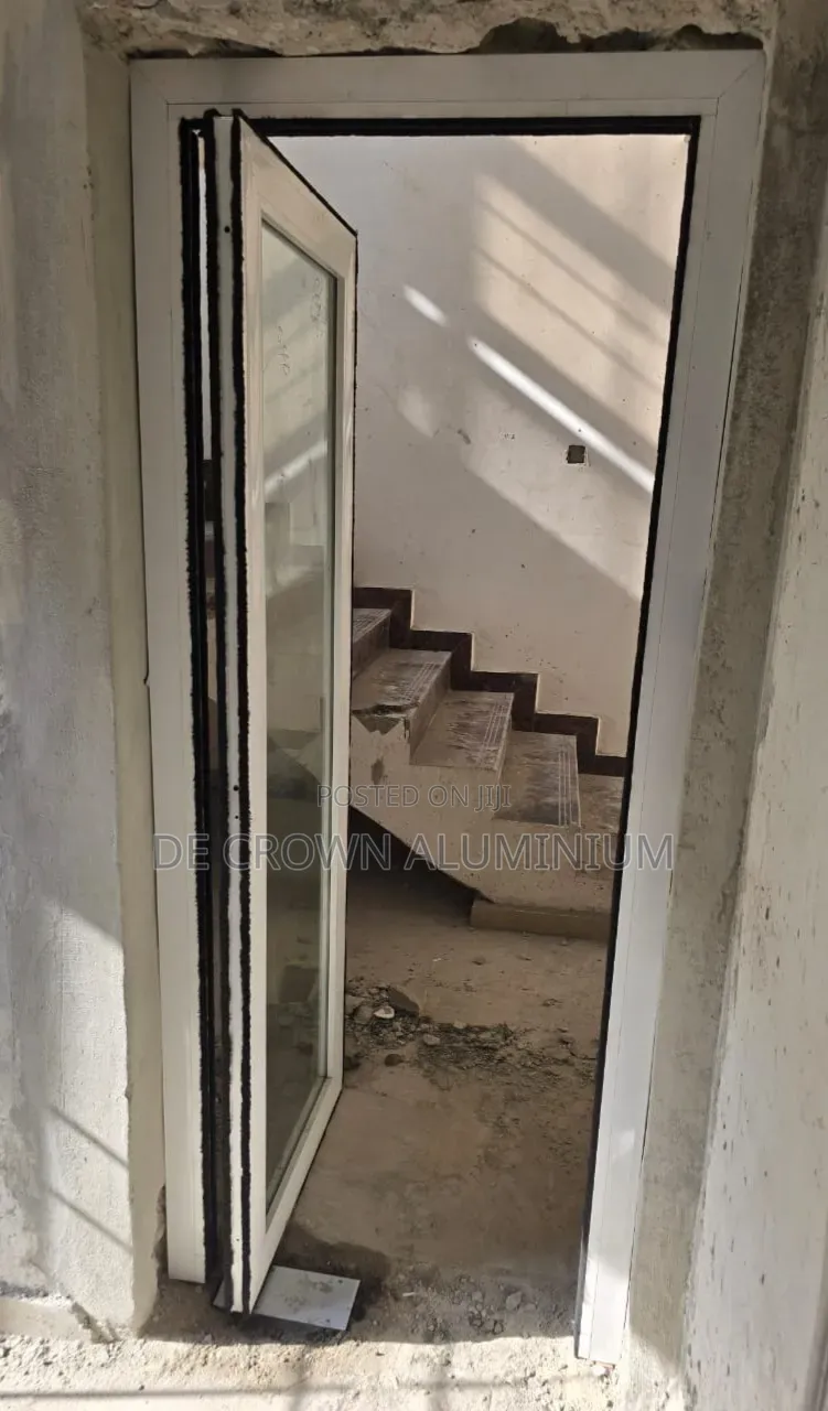 White Aluminium Single Panel Swing Door With Clear Glass