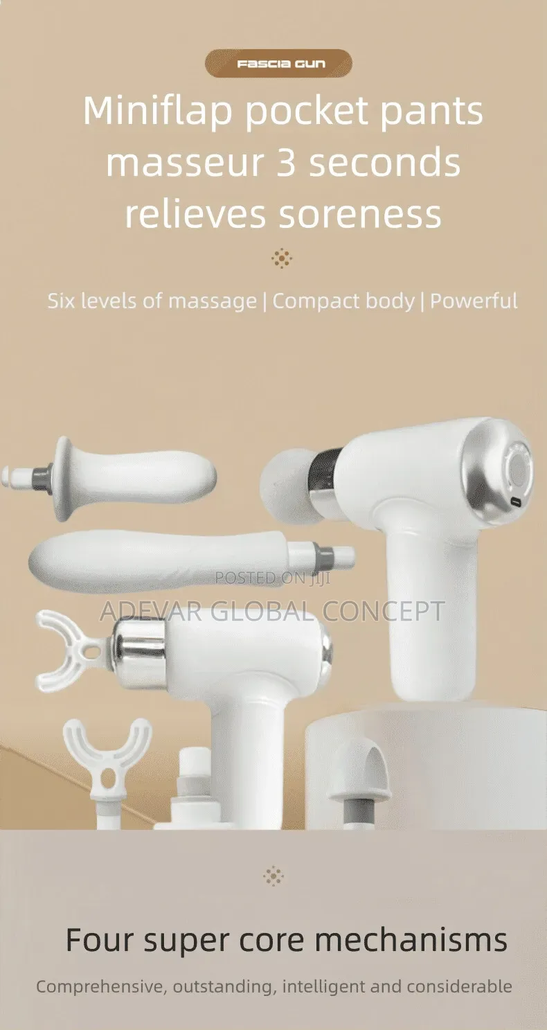 Handheld Massage Gun With 4 Heads 1 Dildo Vibrator Orgasm Sex Toy
