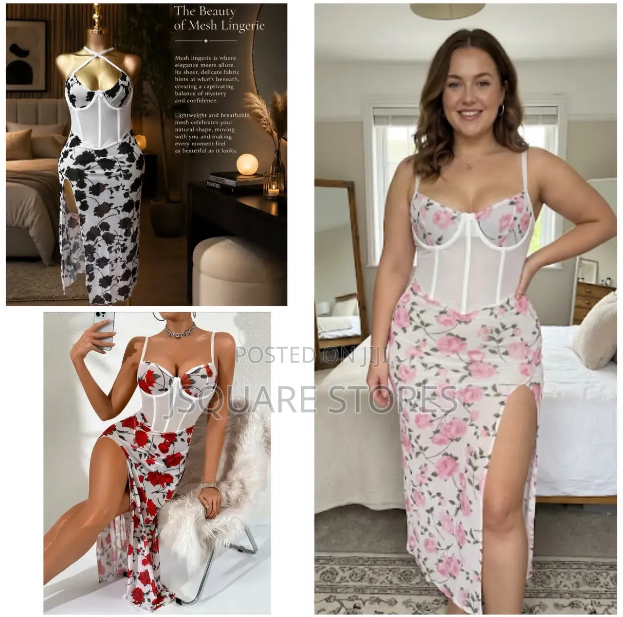 Quality 2piece Floral Mesh Lingerie. Available in Size 12 14 16