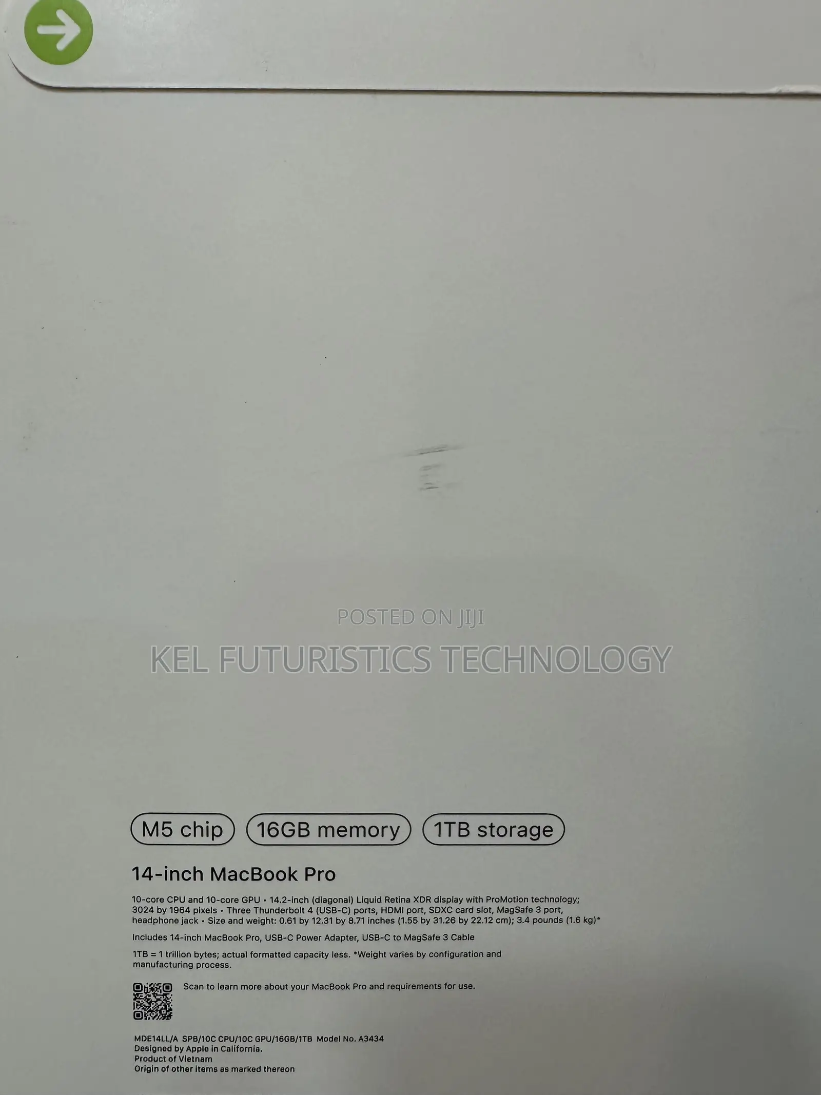 New Laptop Apple MacBook Pro 2025 M5 16GB Apple M5 SSD 1T