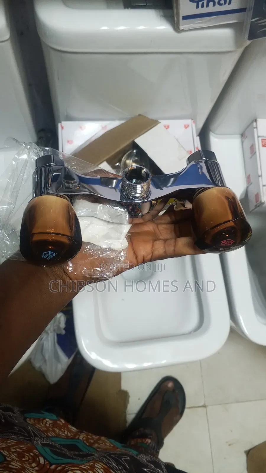 Luxury Wall Mixer Tap (Smoke Brown Handles)