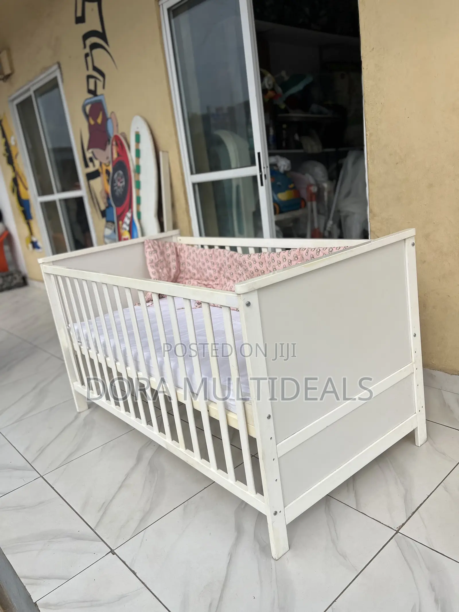 Foreign Imported Wooden Baby Crib Suitable for Twins With Bumper