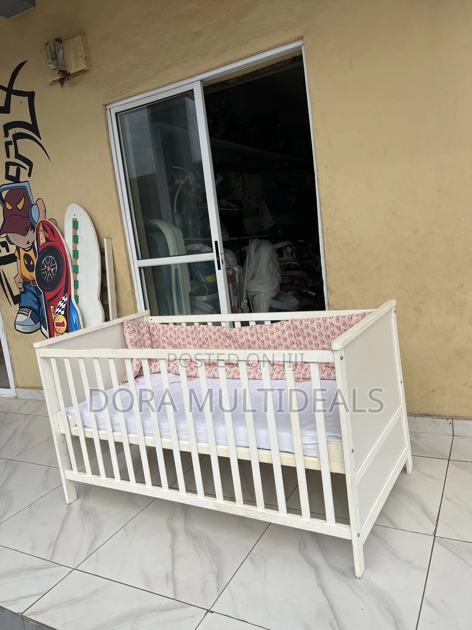 Foreign Imported Wooden Baby Crib Suitable for Twins With Bumper