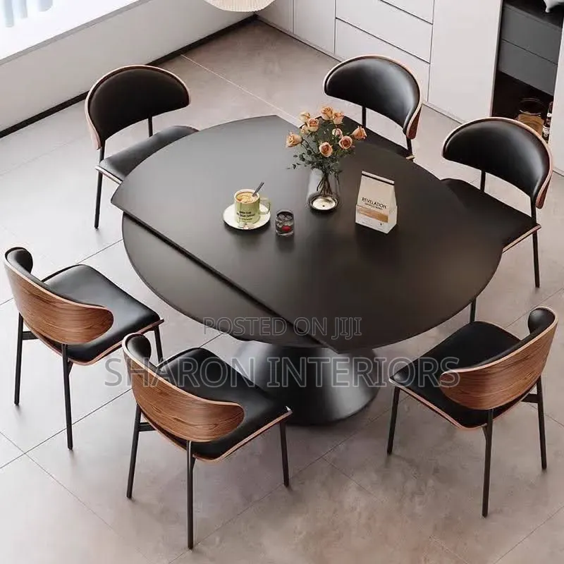 The Modern Walnut Black Dining Set