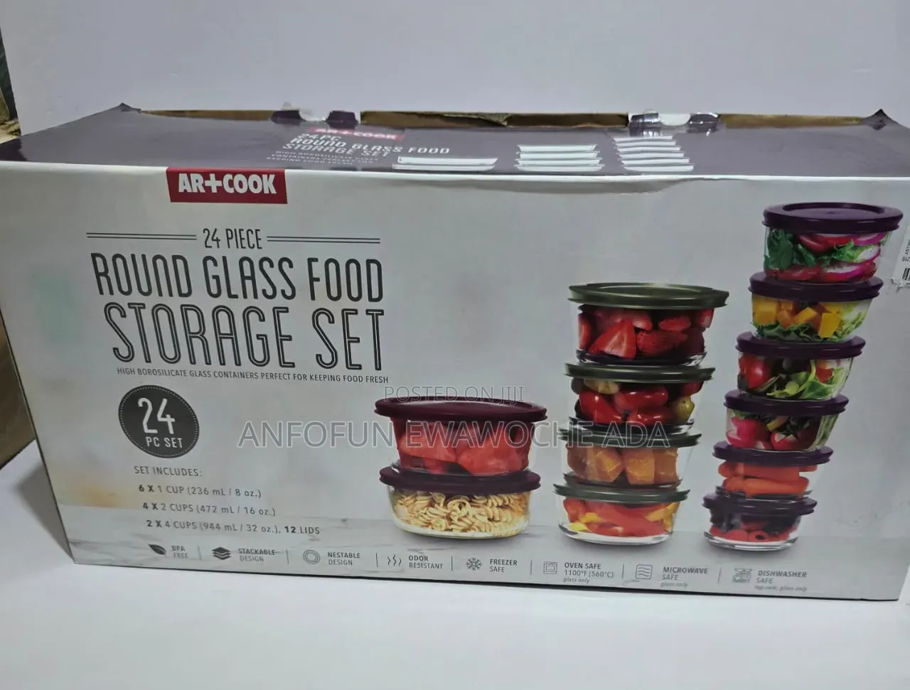 24-Piece Round Glass Food Storage Set