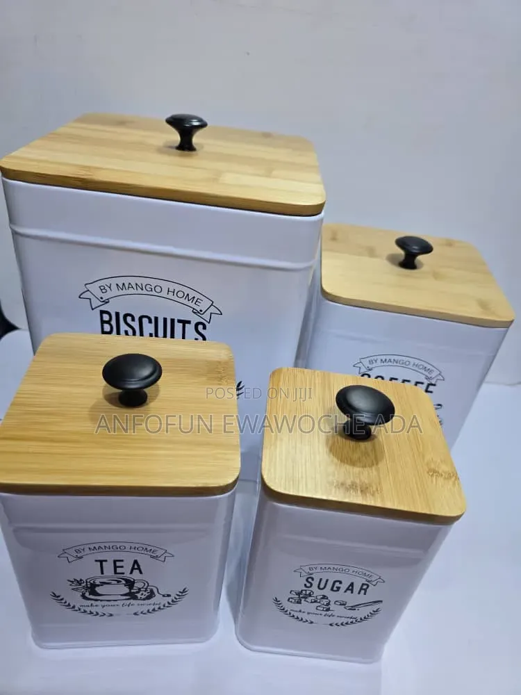 4 Piece Mango Home Biscuits, Tea , Coffee,Tea and Sugar Canister