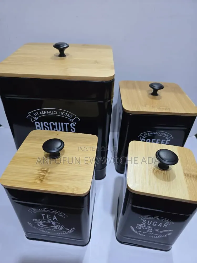 4 Piece Mango Home Biscuits, Tea , Coffee,Tea and Sugar Canister