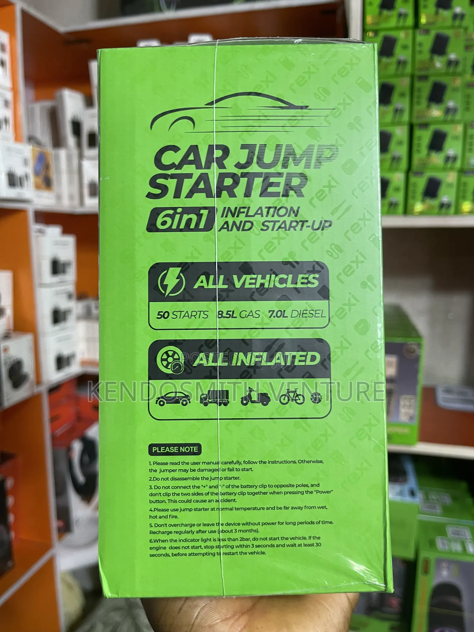 Rexi 6in1 Car Jump Starter 600a 15000mah With Air Compressor
