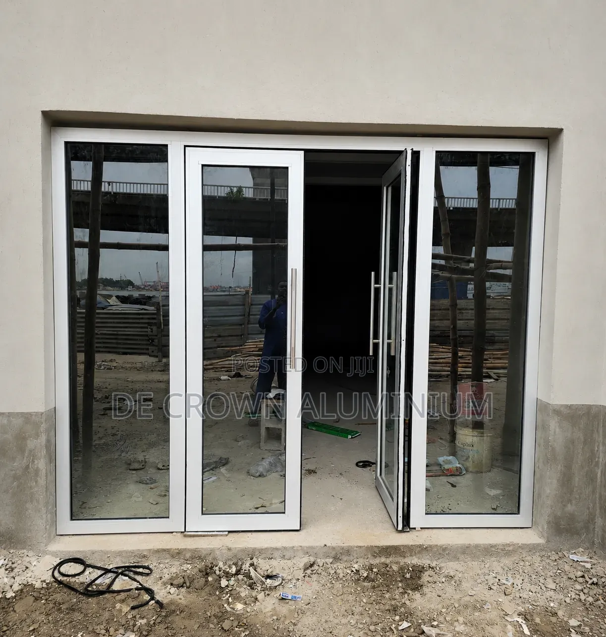 White Aluminium Double Swing Door | Modern Durable