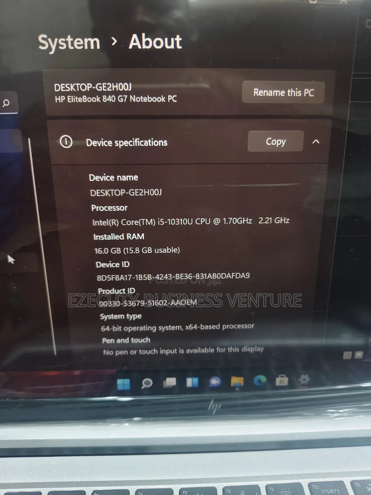 Laptop HP EliteBook 840 G7 16GB Intel Core i5 SSD 256GB