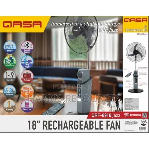 Qasa 18" Jazz Rechargeable Fan (Model QRF-8918