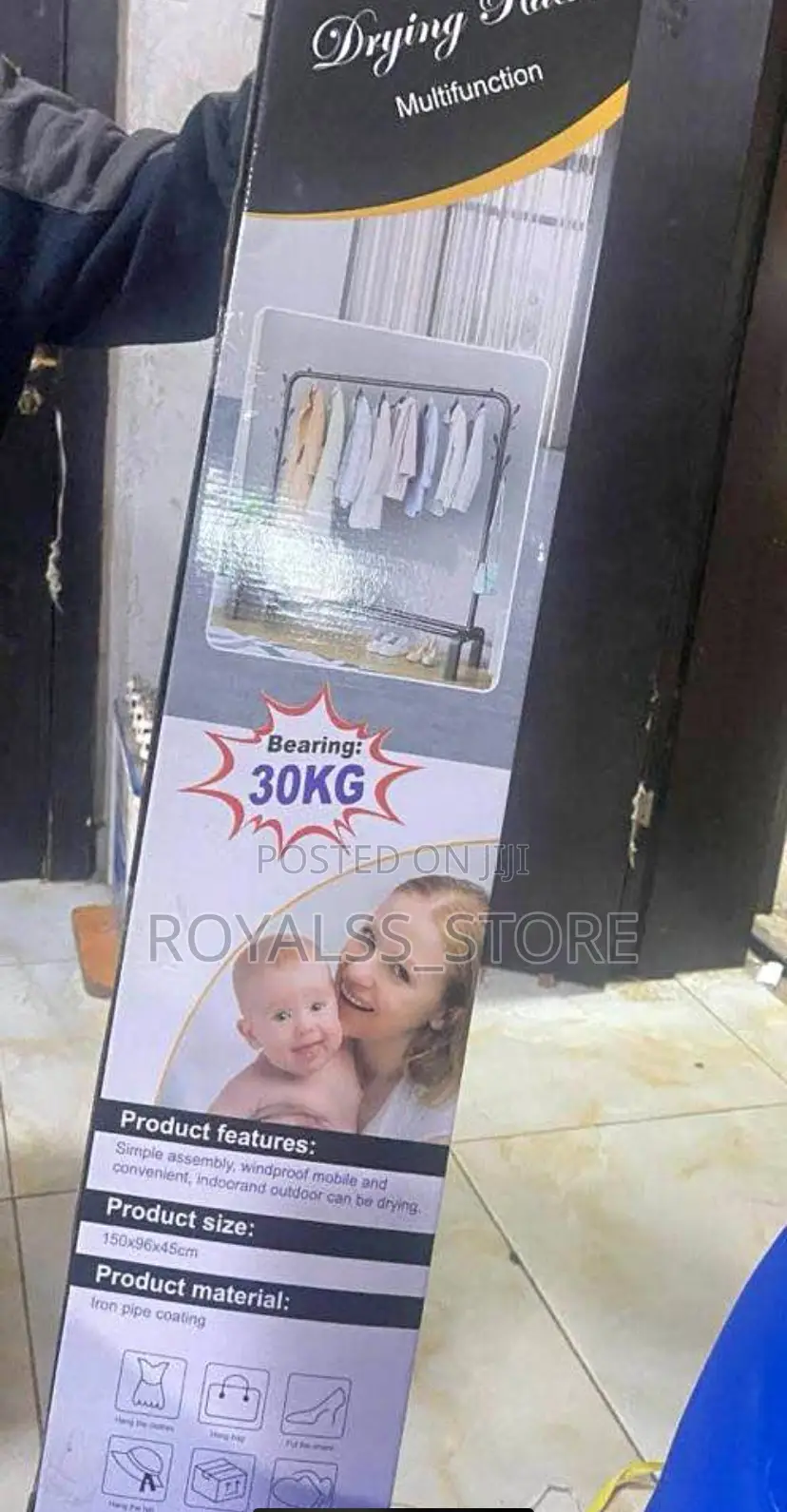 Single Pole Metal Cloth Hanger With Wheels