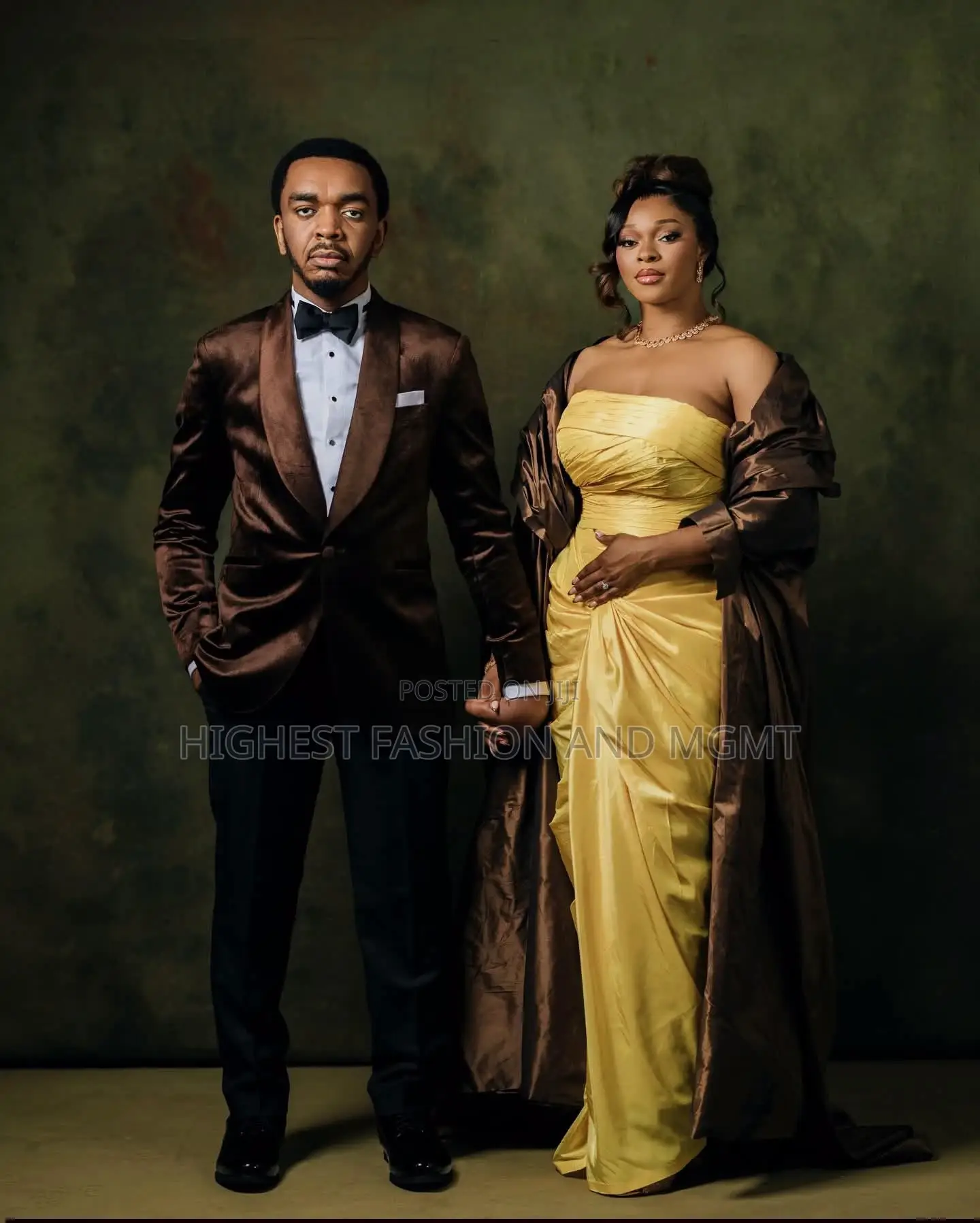 Premium Yellow Brown Bridal Dinner Dress