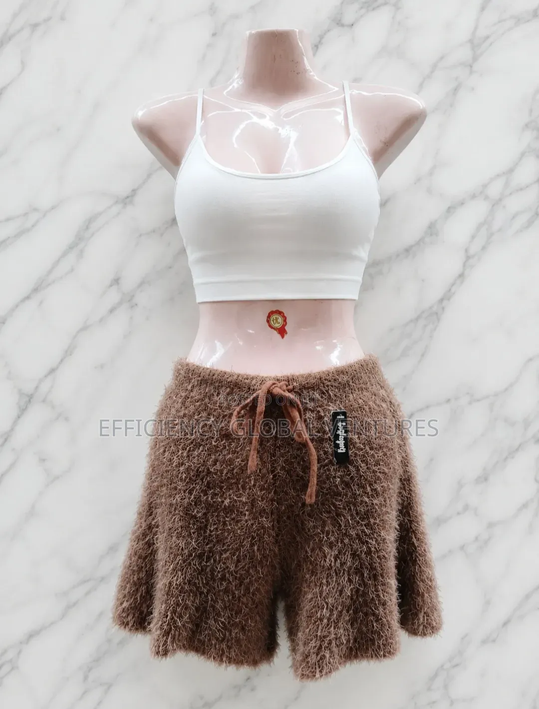 Ladies Luxury Fuzzy Knit Shorts - Brown / High-waist Cozy Shorts