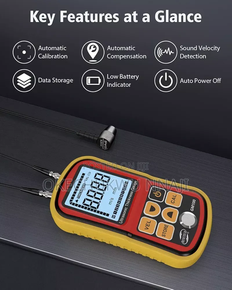 Gm100 Digital Ultrasonic Thickness Gauge Meter, Range 0.047 to 8.85in,
