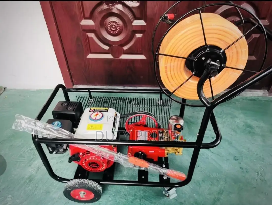 Petrol Engine High-Pressure Power Sprayer With Hose Reel Trolley