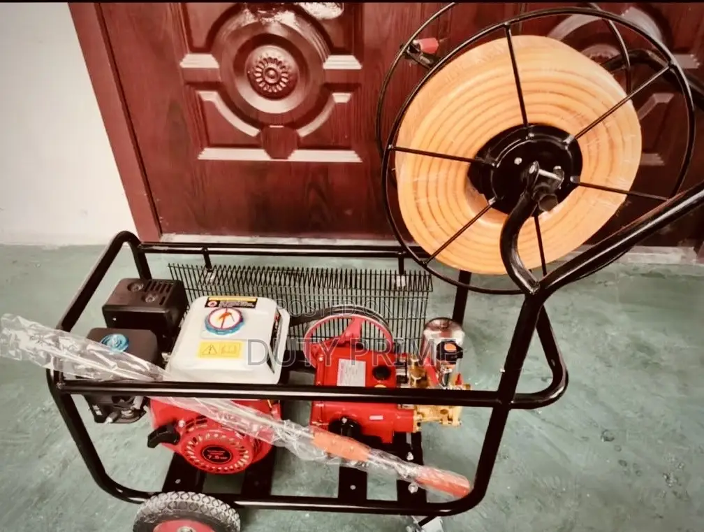 Petrol Engine High-Pressure Power Sprayer With Hose Reel Trolley