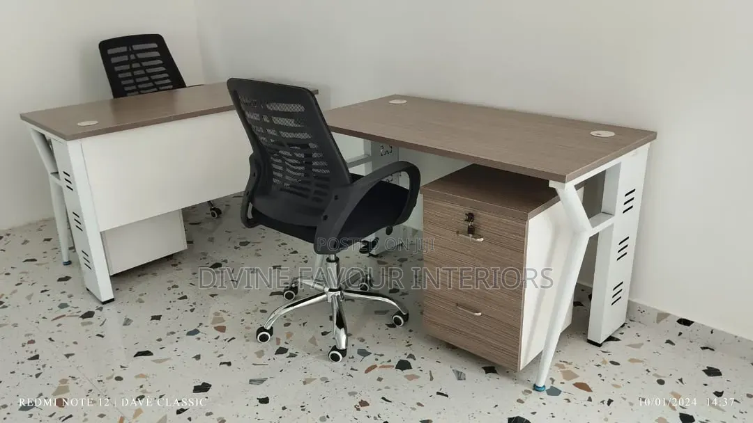 Office Table With Metal Legs and Victory Swivel Office Chair