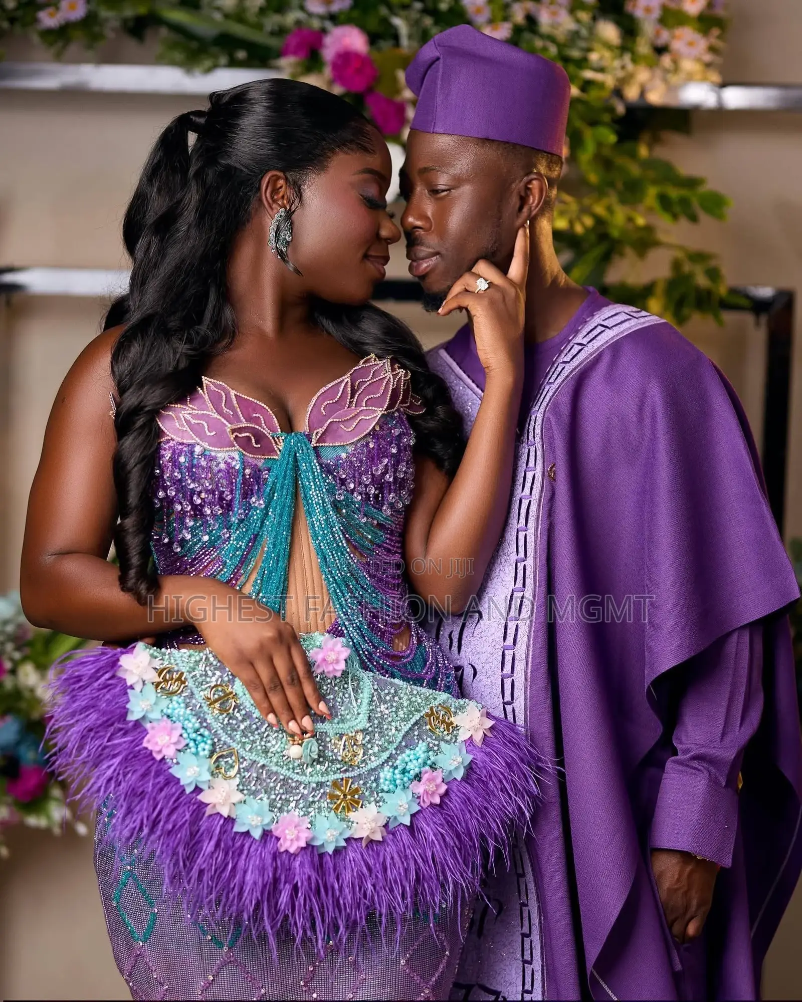 Premium Purple Illusion Beaded Bridal Gown