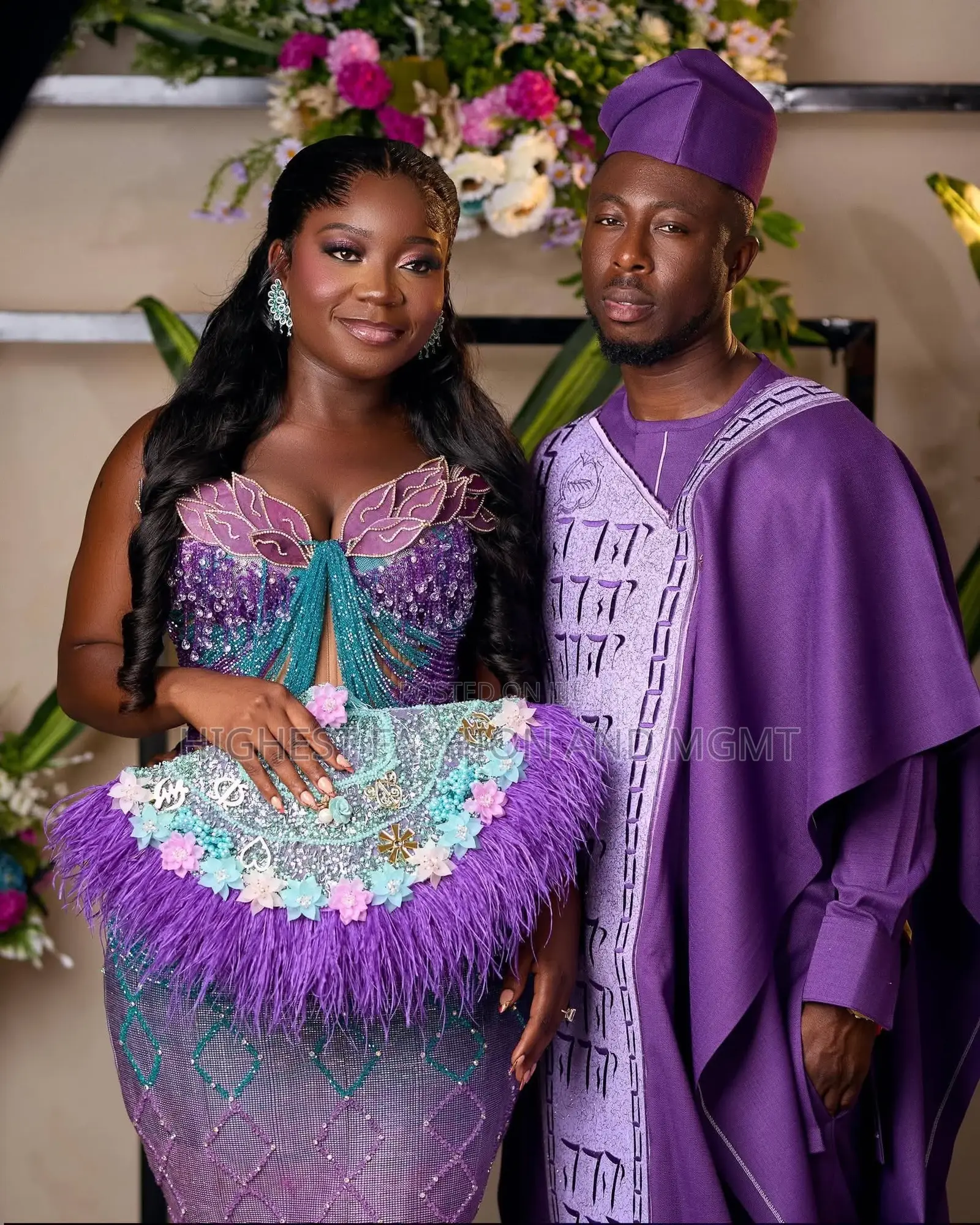 Premium Purple Illusion Beaded Bridal Gown