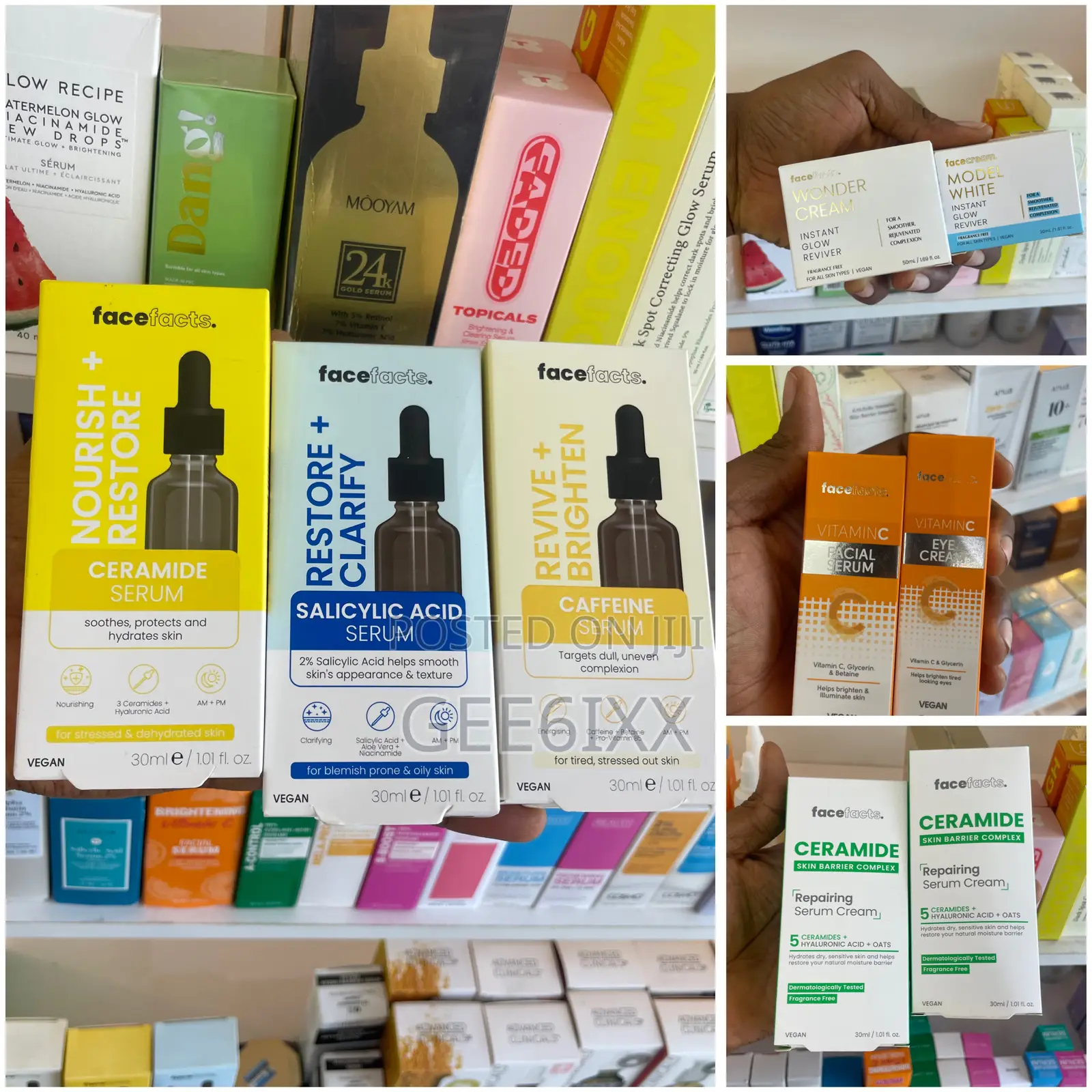 Facefacts Serum Cream Set Ceramide Salicylic Caffeine Vit C