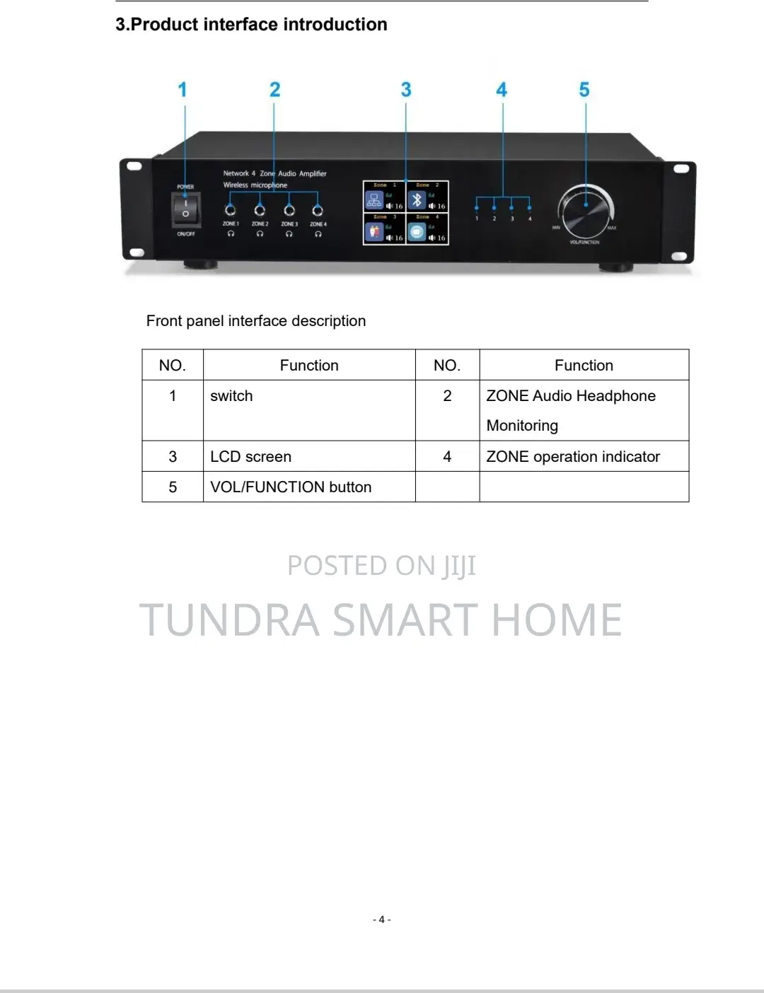 Tundra 4zone Network Audio Amplifier