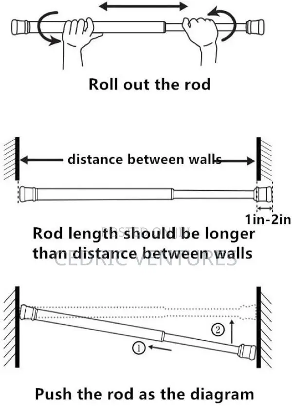 2pcs Spring Loaded Curtain Rod Extendable Tension Curtain Pole 55-90cm