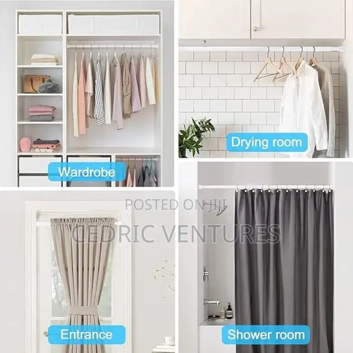2pcs Spring Loaded Curtain Rod Extendable Tension Curtain Pole 55-90cm