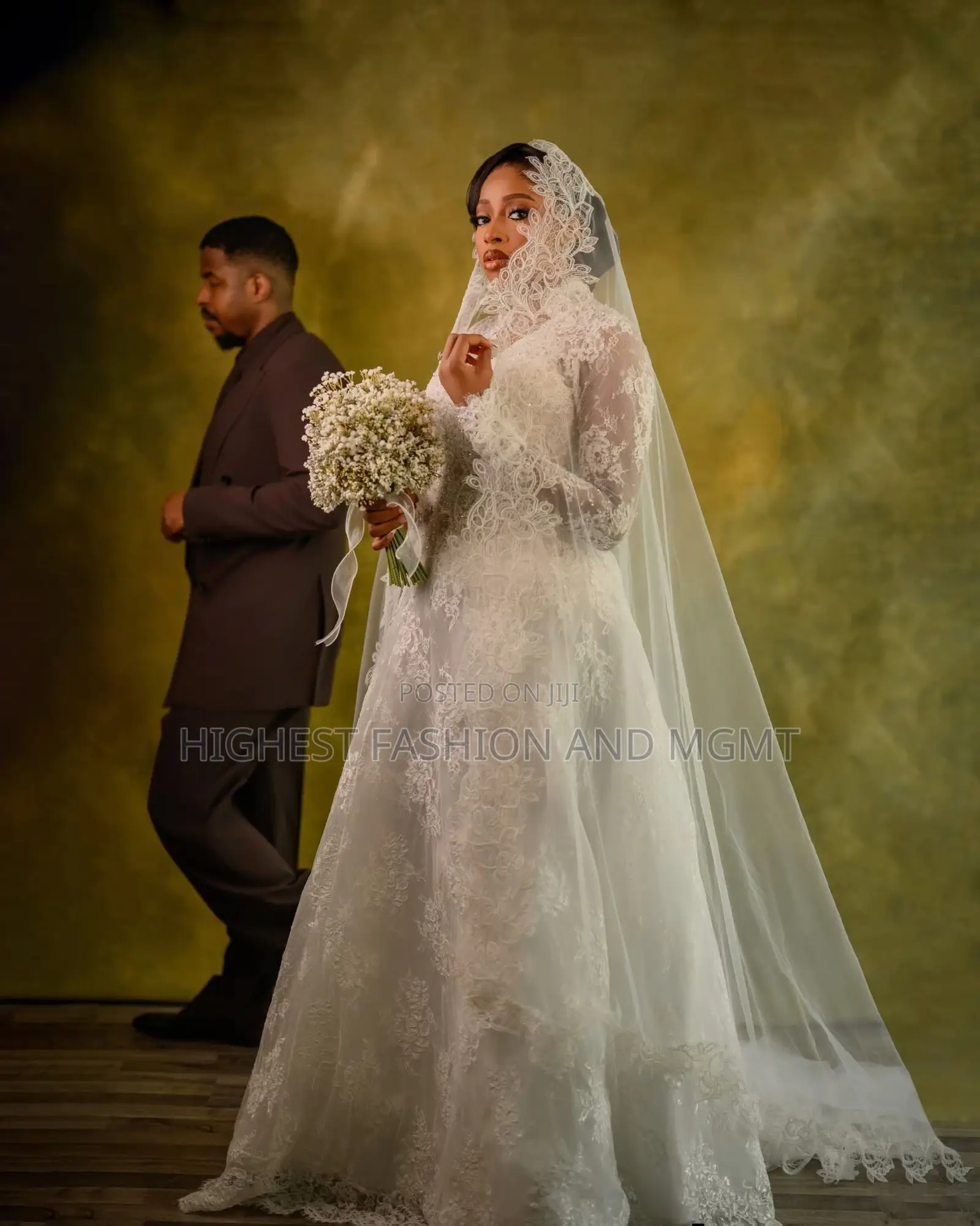 Premium Full Lace a-Line Wedding Dress + Veil