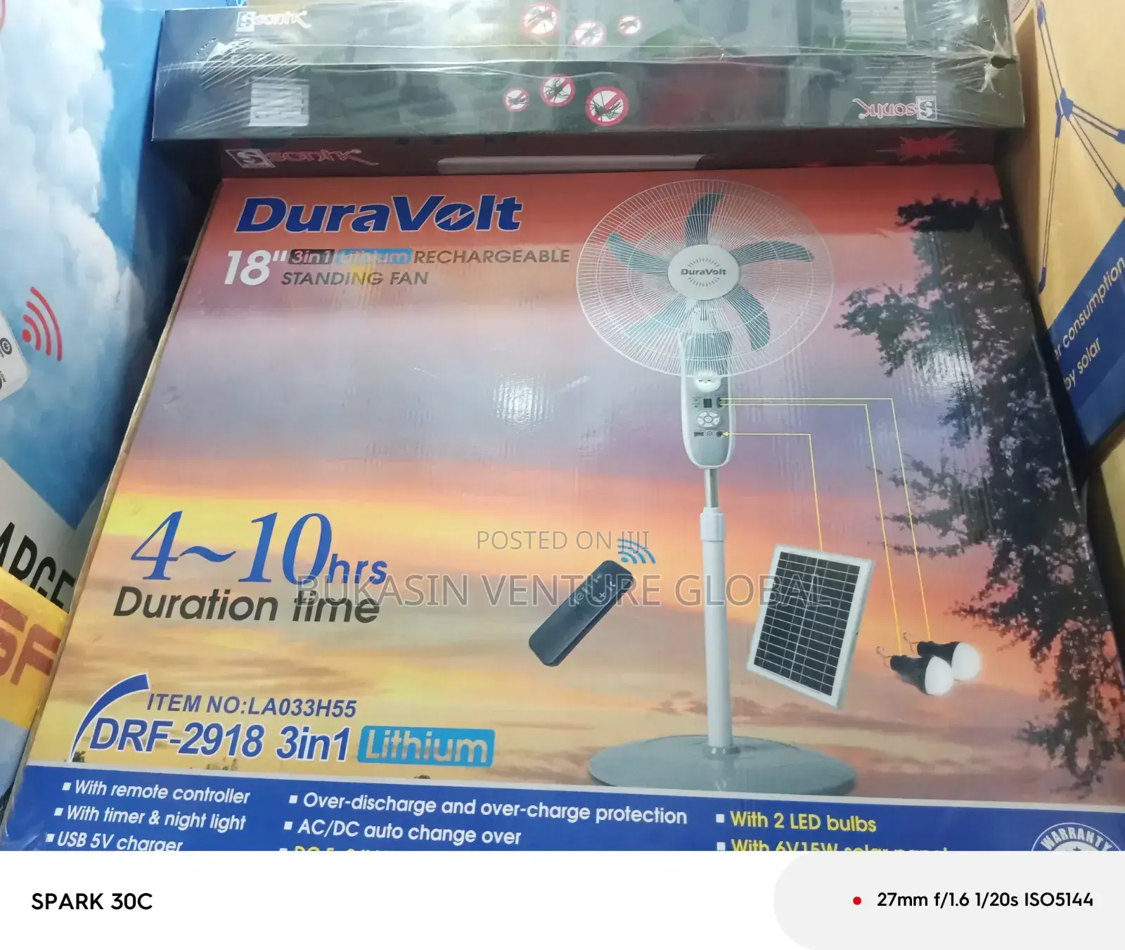 Solar Standing Fan 18 In