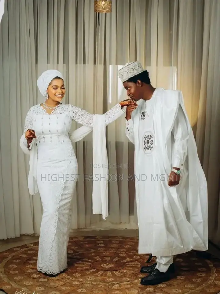 Luxury White Nikkah Traditional Couple Set