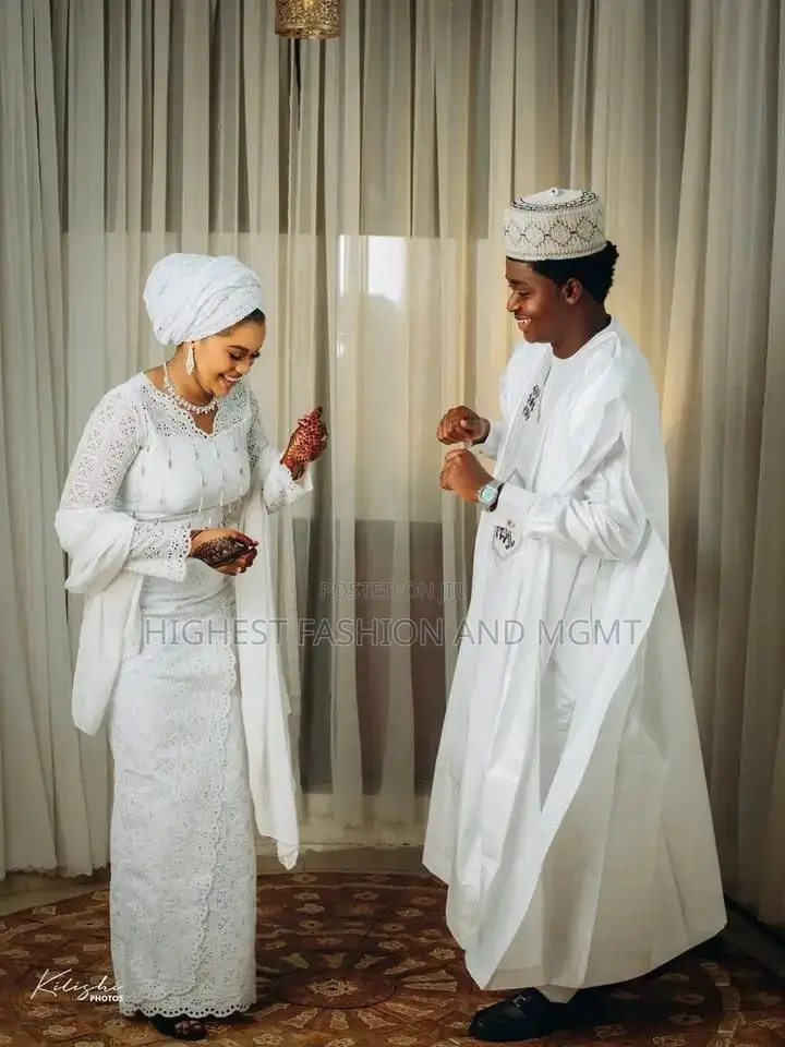 Luxury White Nikkah Traditional Couple Set